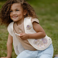Daily Seven Organic Padded Embroidery Gilet Off White