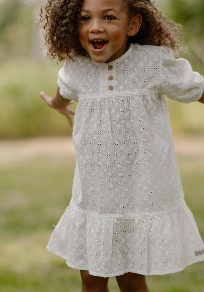 Daily Seven Dress Ruffle Broderie Off White