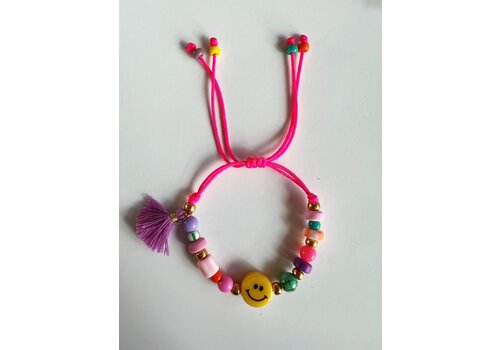 ByMelo ByMelo Armbandje Smiley Roze