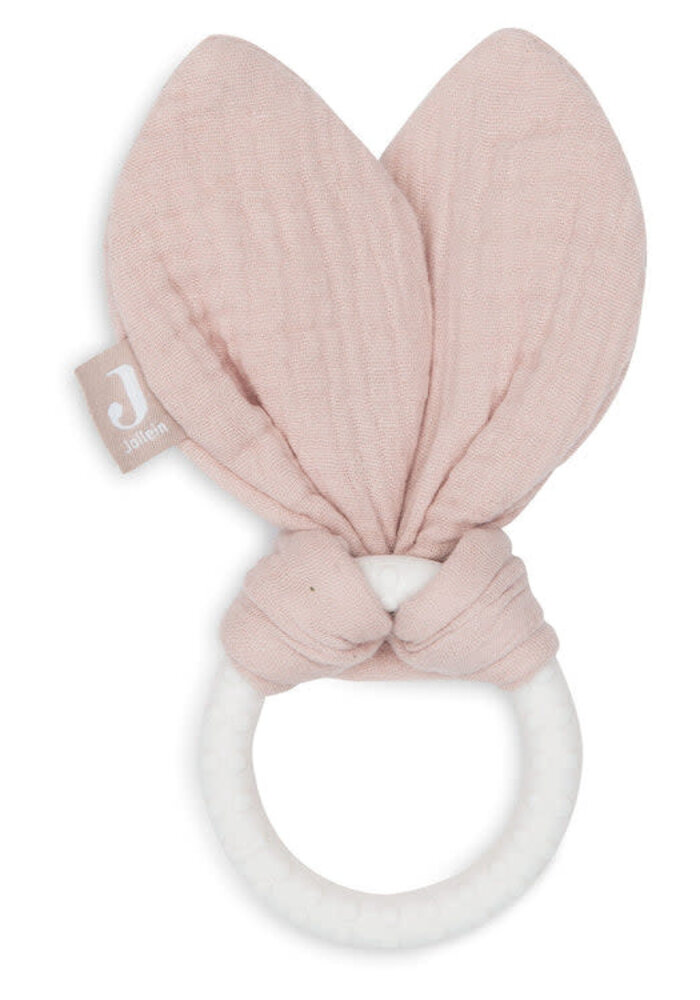 Jollein Bijtring siliconen Bunny ears Wild Rose