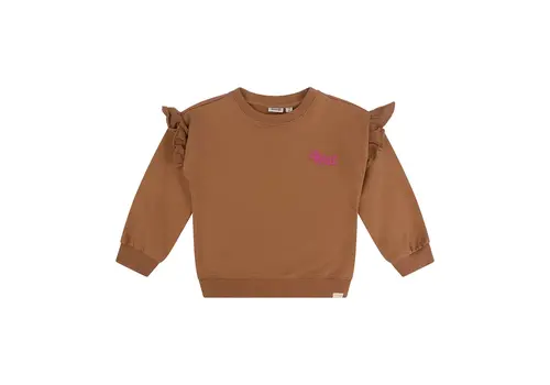 Daily seven Daily Seven Organic Oversized Sweater Ruffle Tawny Brown