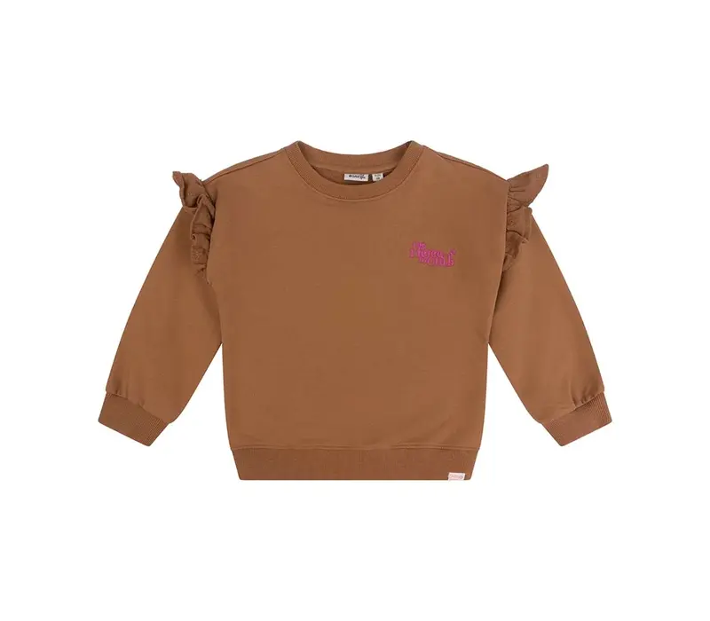 Daily Seven Organic Oversized Sweater Ruffle Tawny Brown