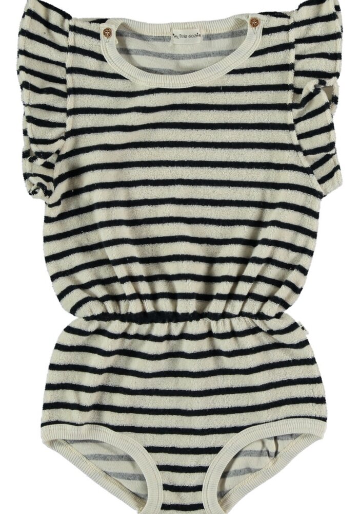 My Little Cozmo ORGANIC COTTON TOWELING ROMPER DARK BLUE