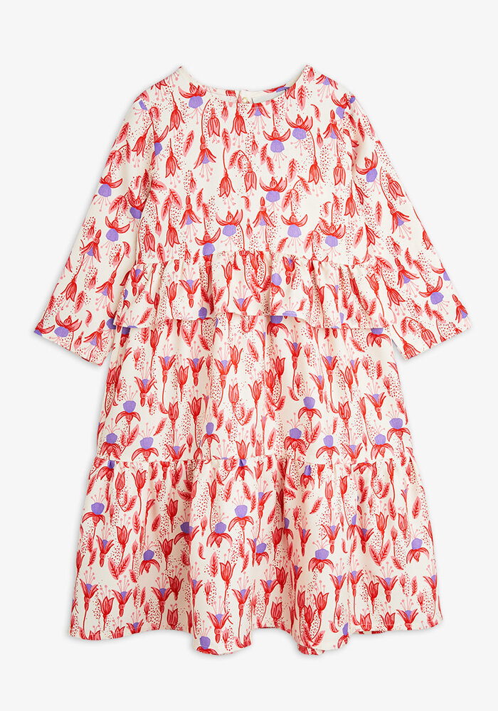 Mini Rodini Fuchsia aop woven frill dress Red