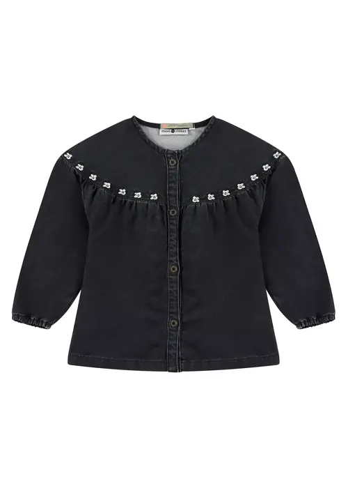 STAINS AND STORIES STAINS AND STORIES girls denim blouse mid grey