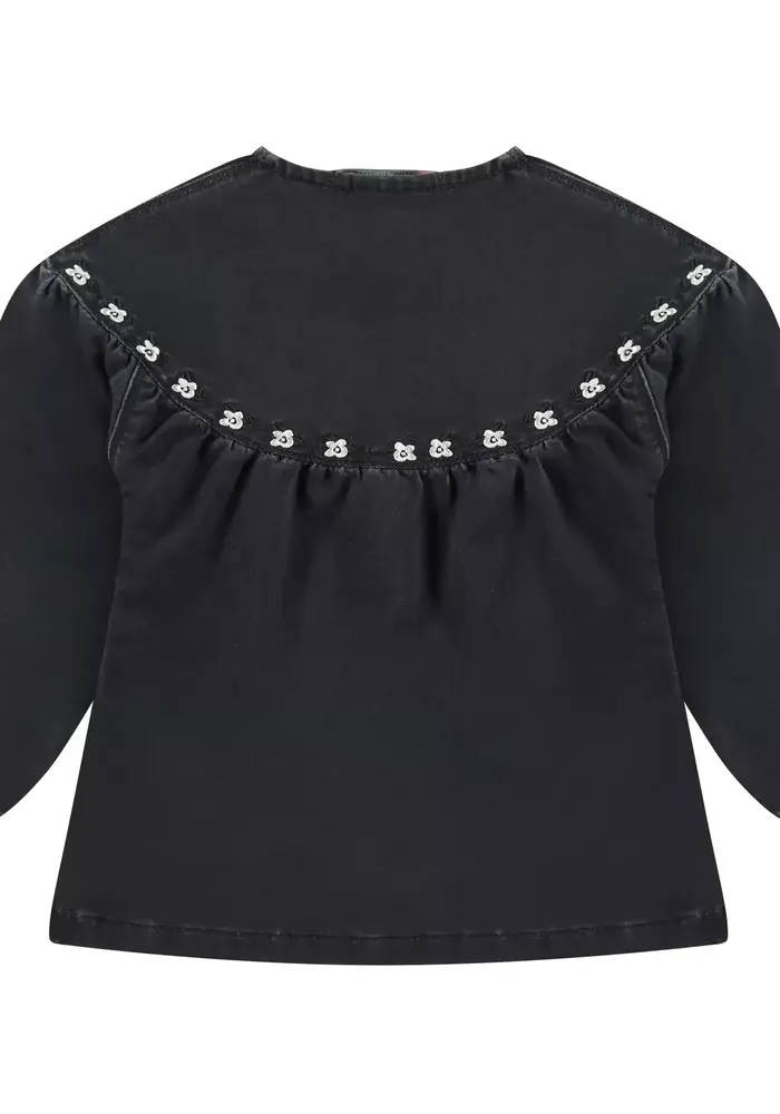 STAINS AND STORIES girls denim blouse mid grey