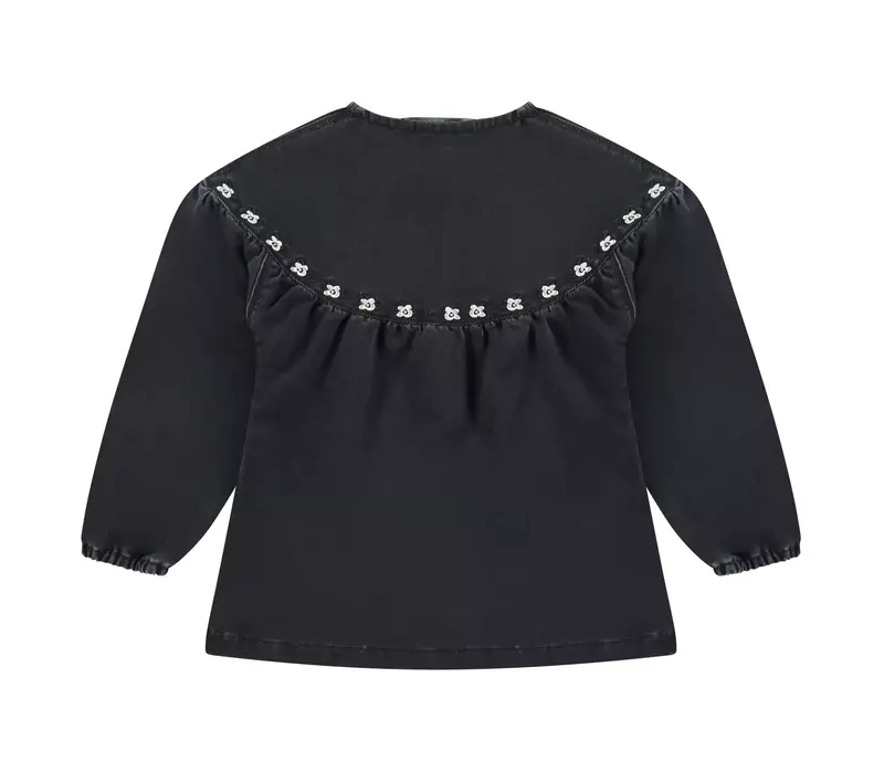 STAINS AND STORIES girls denim blouse mid grey