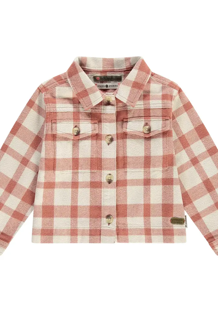 STAINS AND STORIES girls flanel jacket stone