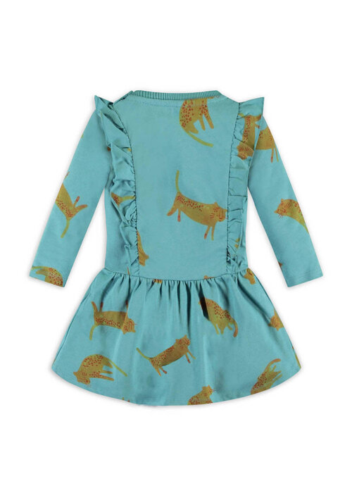 The New Chapter The New Chapter Long sleeve dress with wild panther aop and ruffles