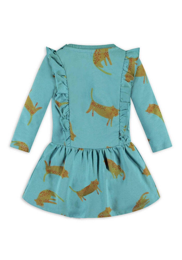 The New Chapter Long sleeve dress with wild panther aop and ruffles