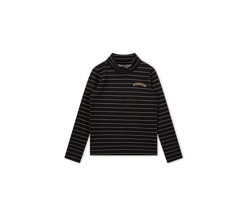 Moodstreet Girls lurex stripe longsleeve Black