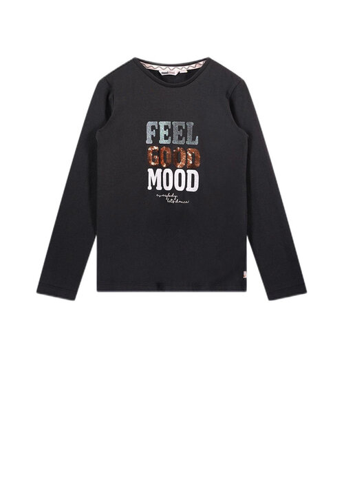 Moodstreet Moodstreet Girls chest glitterprint longsleeve Black