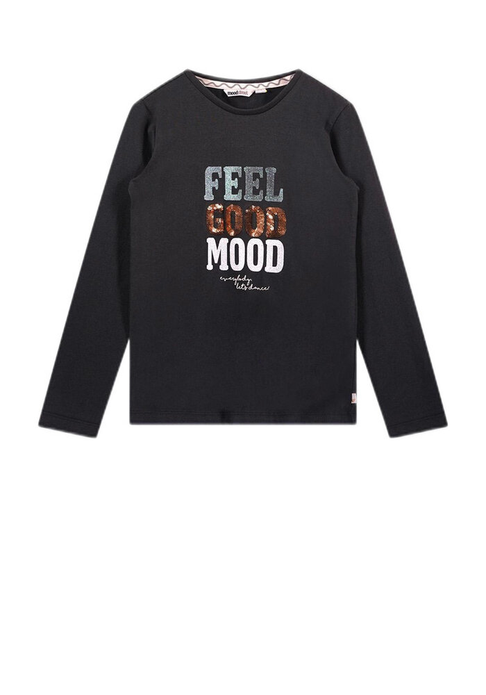 Moodstreet Girls chest glitterprint longsleeve Black