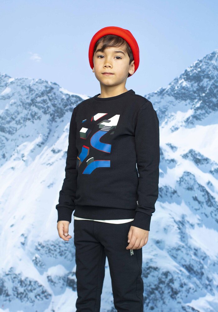 Moodstreet Boys chest print sweater Black