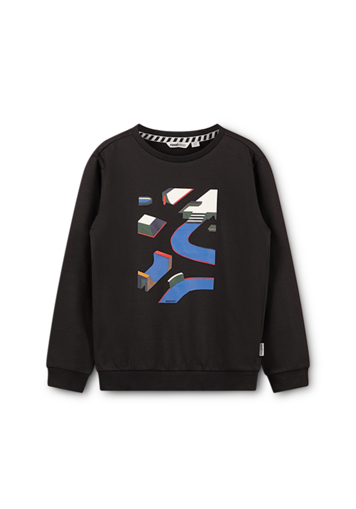 Moodstreet Boys chest print sweater Black