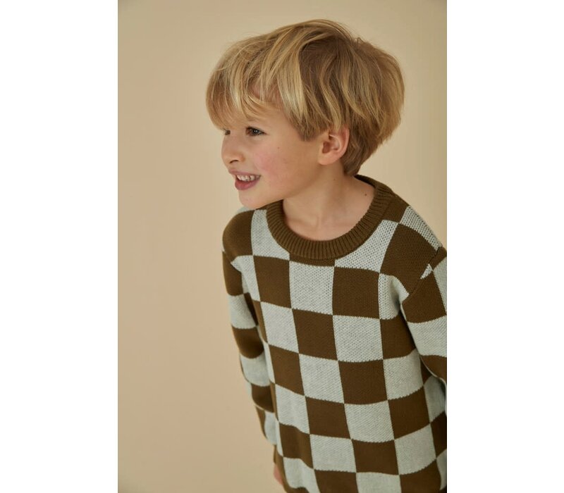Sturdy Geruite sweater Jump For Joy Olijf Mini Boss