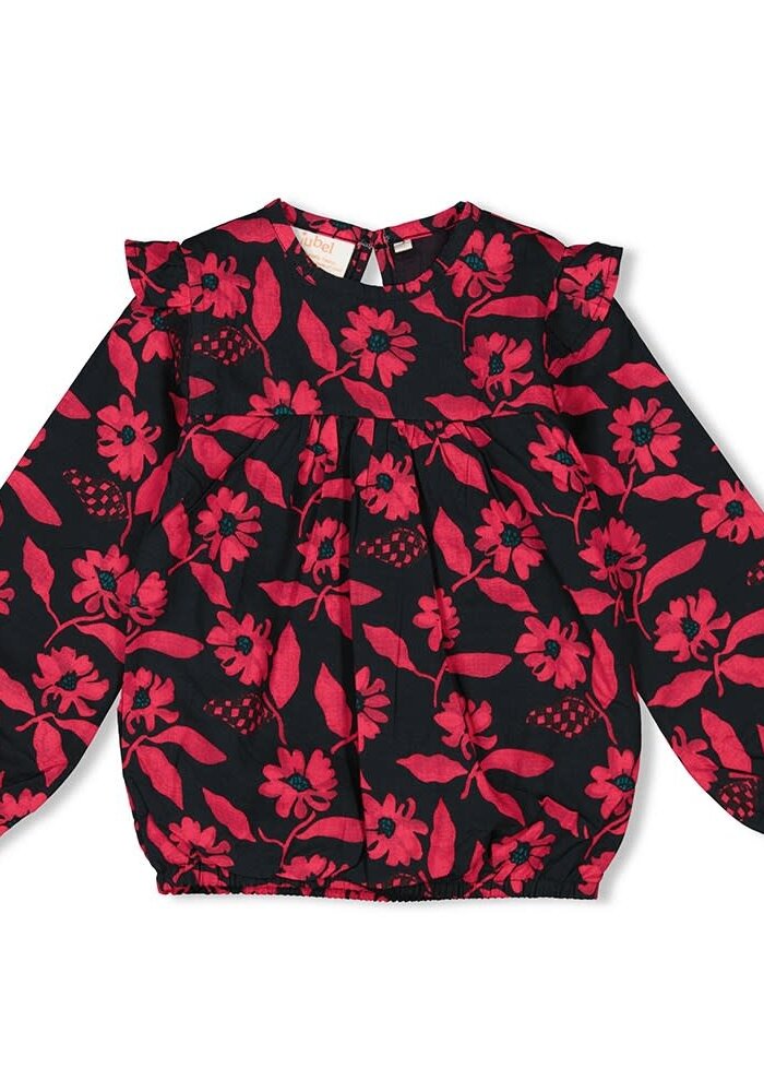 Jubel Blouse ruches AOP - Girls Club Antraciet