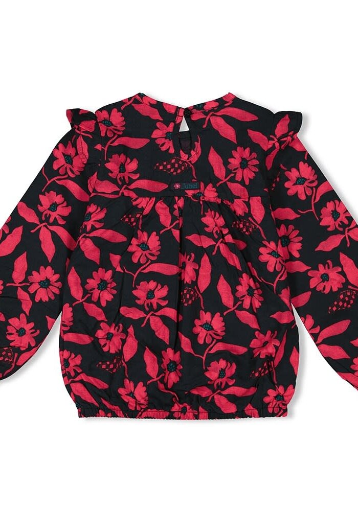 Jubel Blouse ruches AOP - Girls Club Antraciet