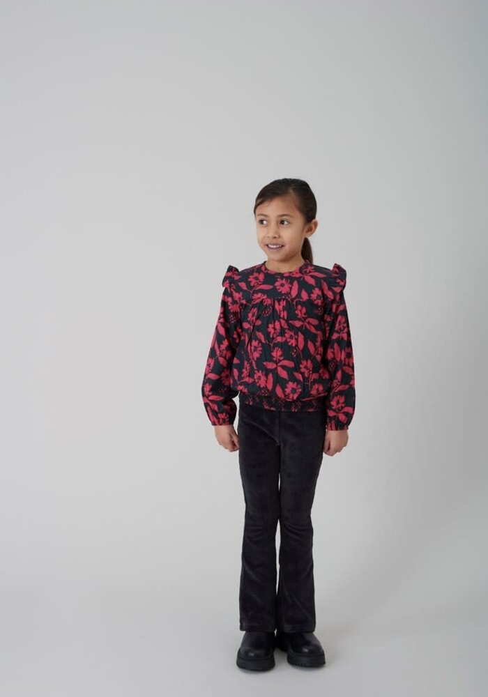 Jubel Blouse ruches AOP - Girls Club Antraciet