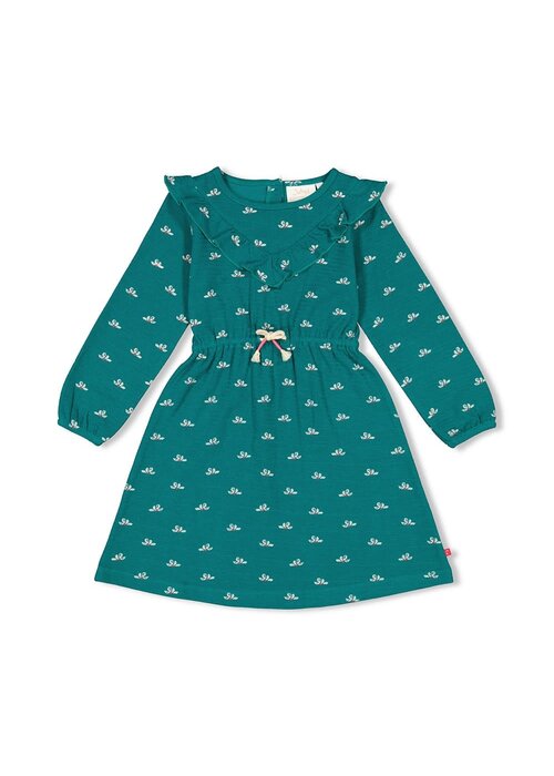 Jubel Jubel Jurk ruches AOP - Girls Club Teal