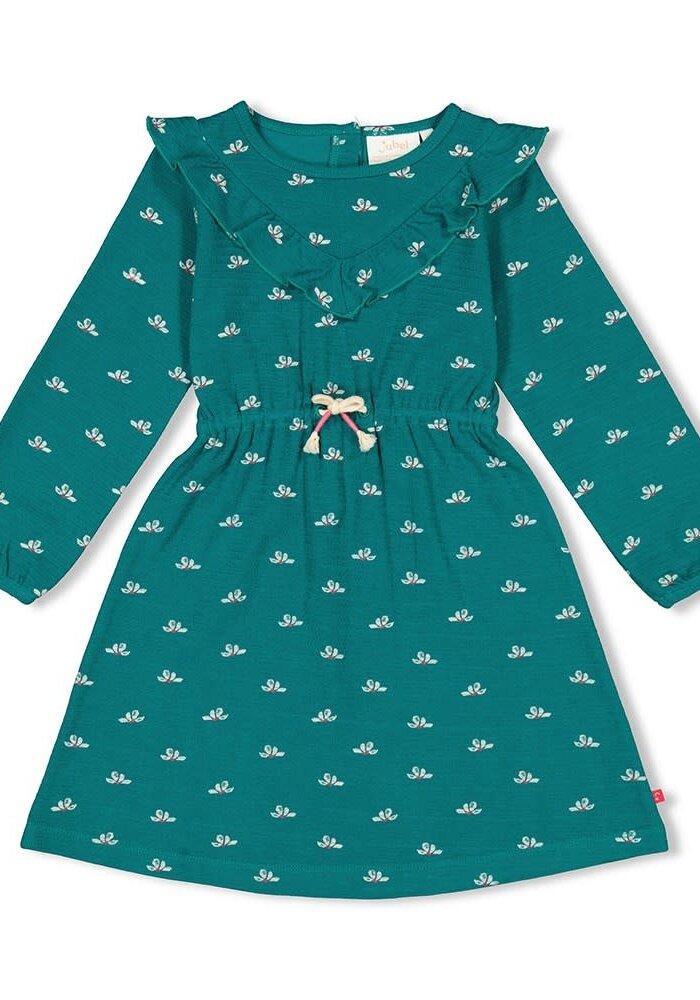 Jubel Jurk ruches AOP - Girls Club Teal