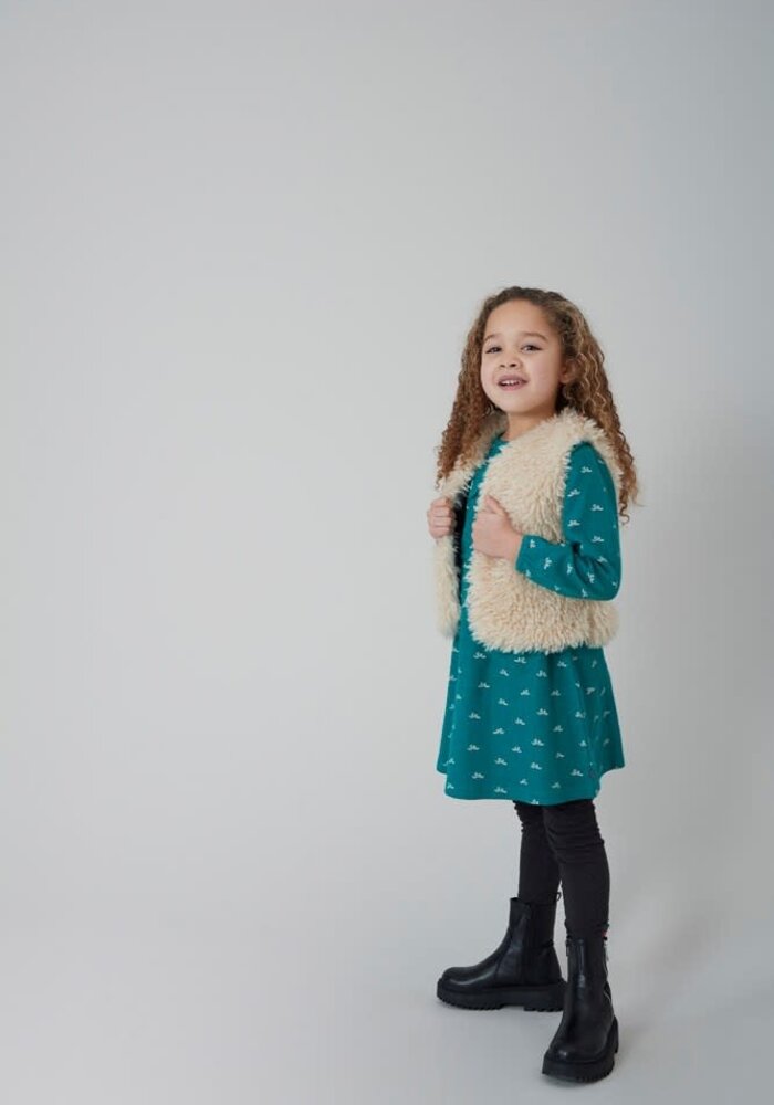 Jubel Jurk ruches AOP - Girls Club Teal