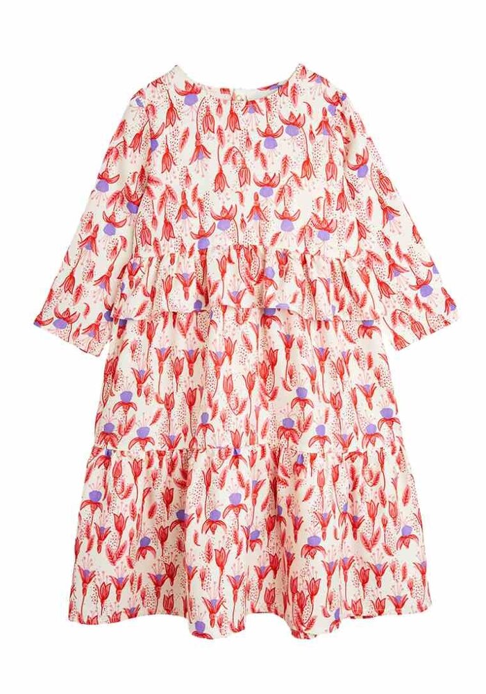 Mini Rodini Fuchsia aop woven frill dress Red