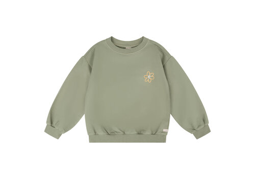 Daily seven Daily Seven Oversized Sweater Big Flower Light Army