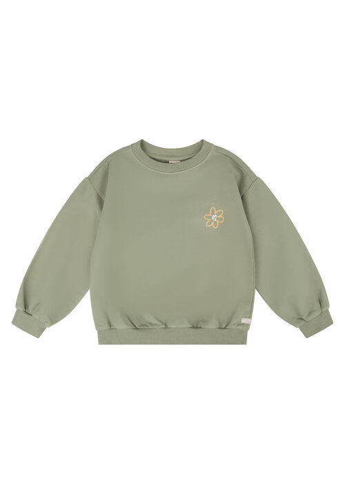 Daily seven Daily Seven Oversized Sweater Big Flower Light Army