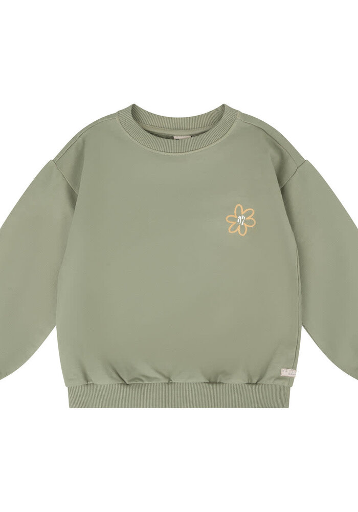 Daily Seven Oversized Sweater Big Flower Light Army