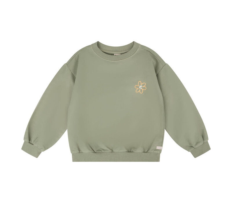 Daily Seven Oversized Sweater Big Flower Light Army