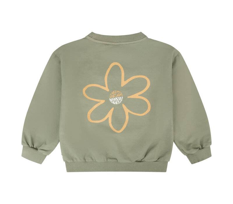 Daily Seven Oversized Sweater Big Flower Light Army