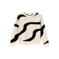 Name-it NKFNAFINE LS SHORT KNIT Summer Sand w. black pattern
