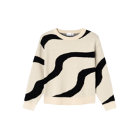 Name-it NKFNAFINE LS SHORT KNIT Summer Sand w. black pattern