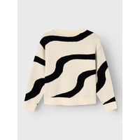 Name-it NKFNAFINE LS SHORT KNIT Summer Sand w. black pattern