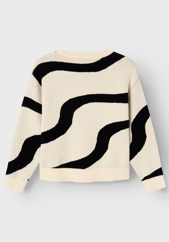 Name-it NKFNAFINE LS SHORT KNIT Summer Sand w. black pattern