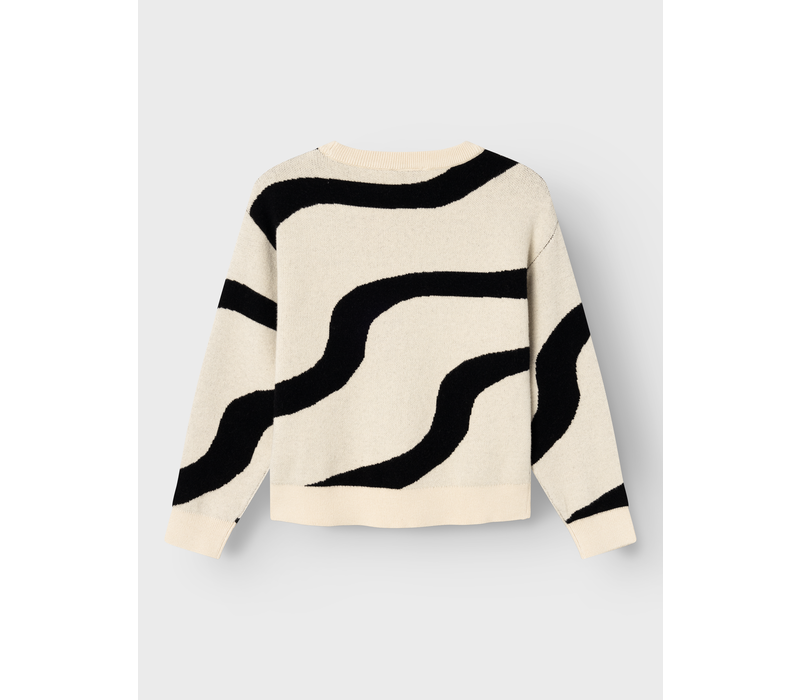 Name-it NKFNAFINE LS SHORT KNIT Summer Sand w. black pattern