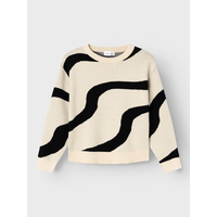 Name-it NKFNAFINE LS SHORT KNIT Summer Sand w. black pattern
