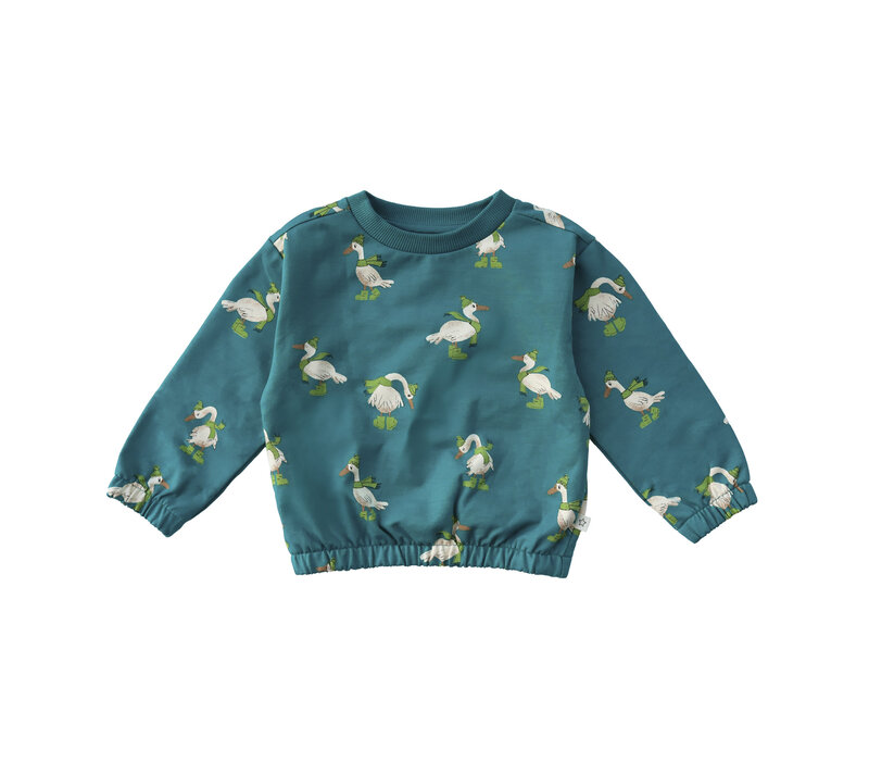Your Wishes Geese | Oversized Sweater Deep Lake