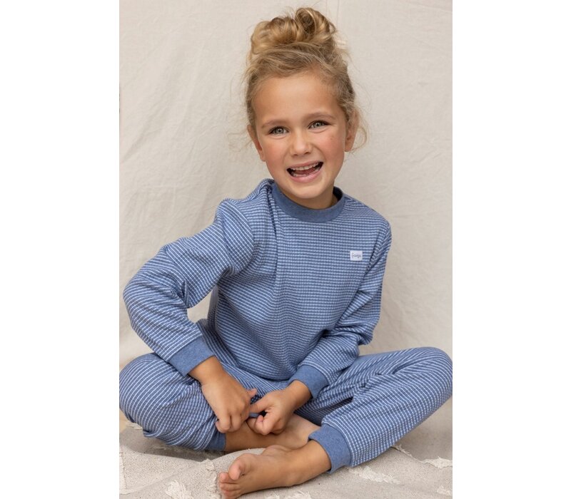 Feetje - Wafel Pyjama - Blue Melange