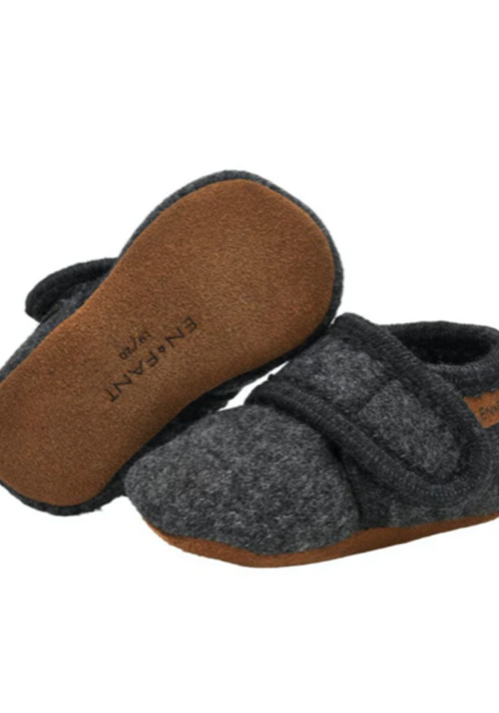Enfant Baby Wool slippers Dark grey melange