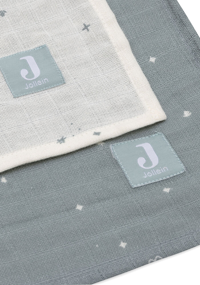 Jollein Hydrofiele Doek Large 115x115cm Twinkling - Sea Green - 2 Stuks