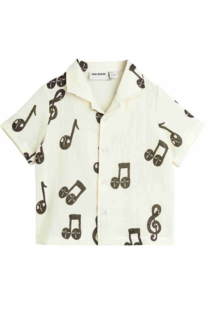 Mini Rodini Note aop muslin ss shirt White