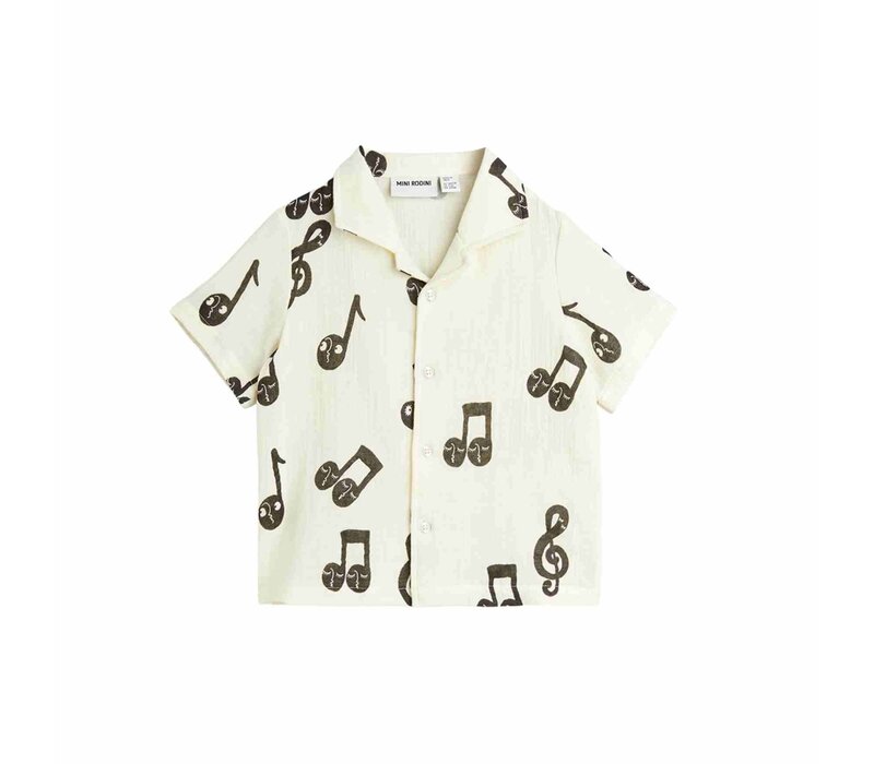 Mini Rodini Note aop muslin ss shirt White