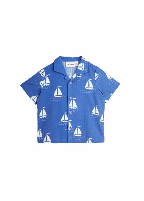 Mini Rodini Mini Rodini Sailing boats aop woven ss shirt Blue