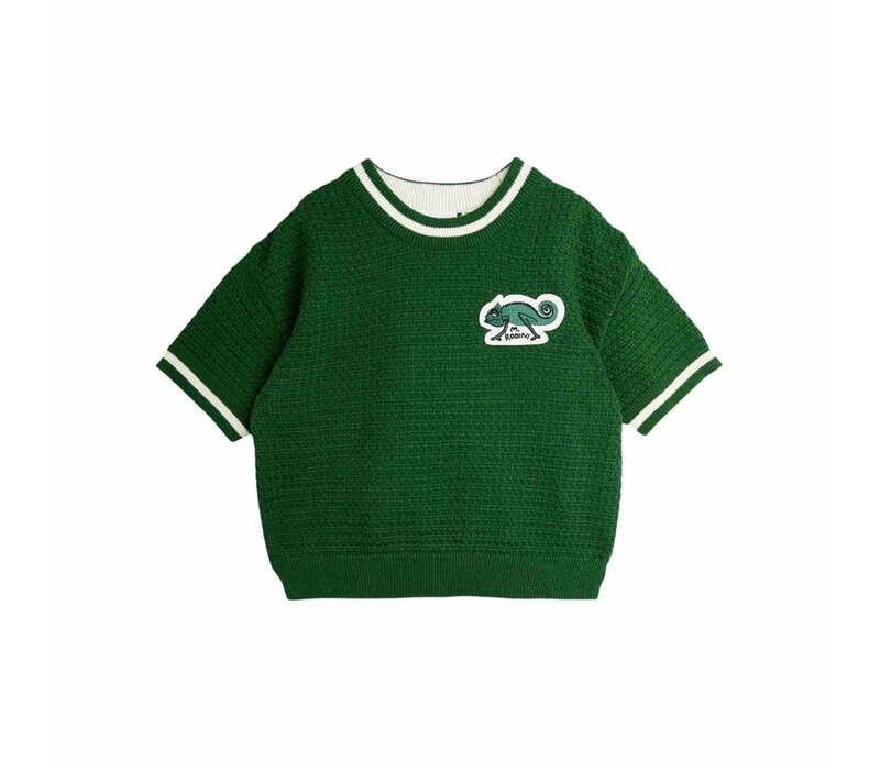 Mini Rodini Lizard patch crochet knit ss tee Green