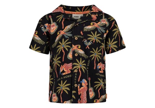 Sturdy Sturdy Overhemd k/m AOP - Happy Rio Antraciet