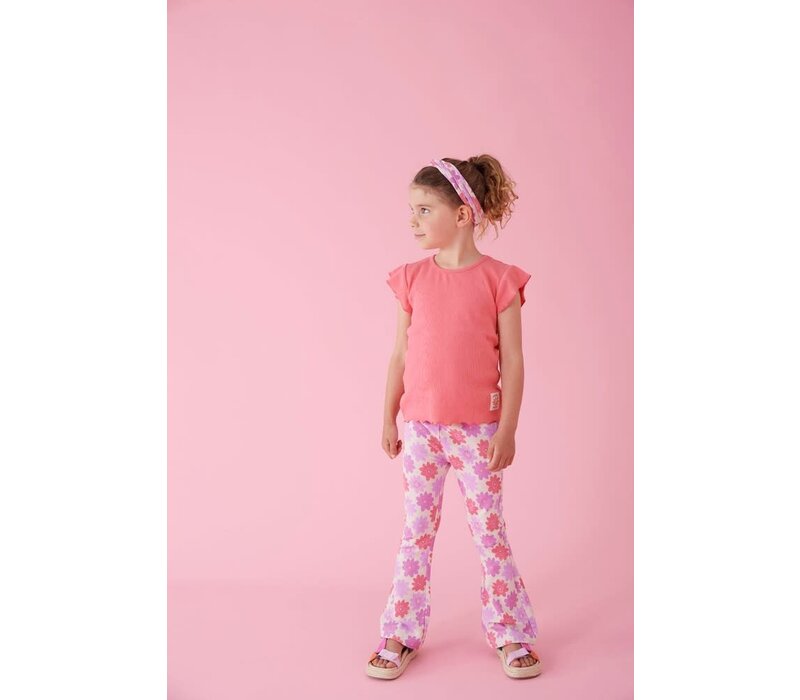 Jubel Flared broek AOP - Picknick Perfect Koraal