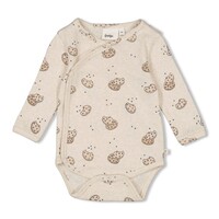 Feetje Wikkelromper AOP rib - Cute Cookie Offwhite melange