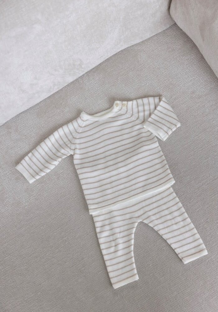 Feetje Sweater streep gebreid - Essential Knits Taupe